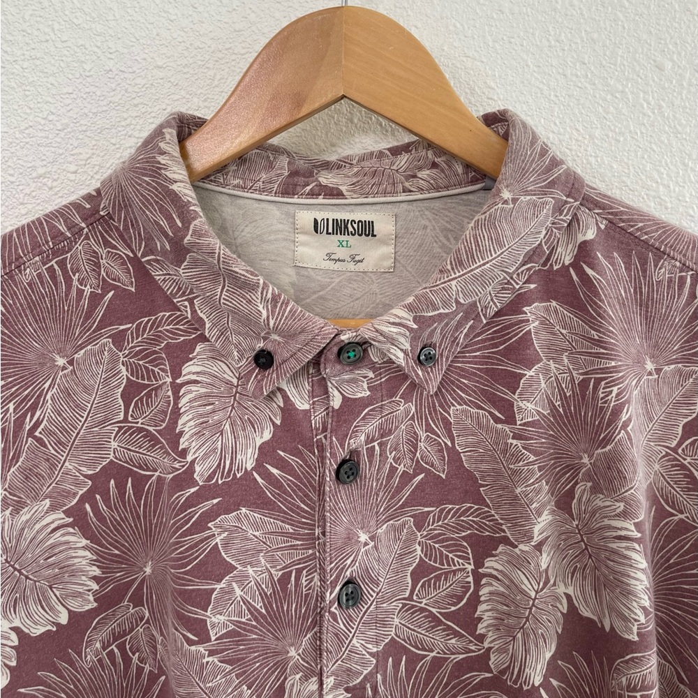 Linksoul Men's size XL Tropical Leaves Floral Shirt